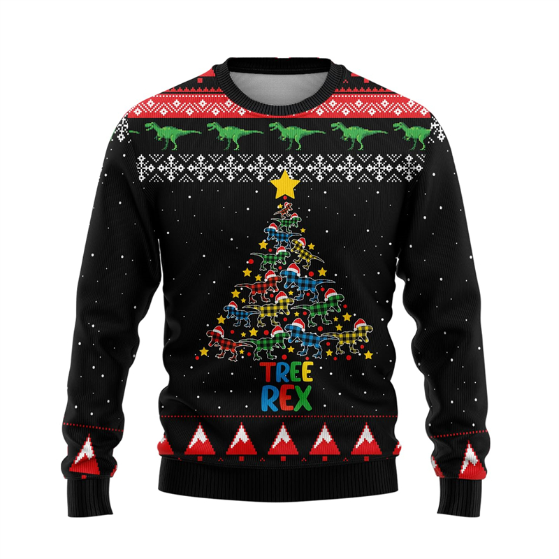 Mens Xmas Fashion - In Funny Dinosaur Ugly Christmas Sweater
