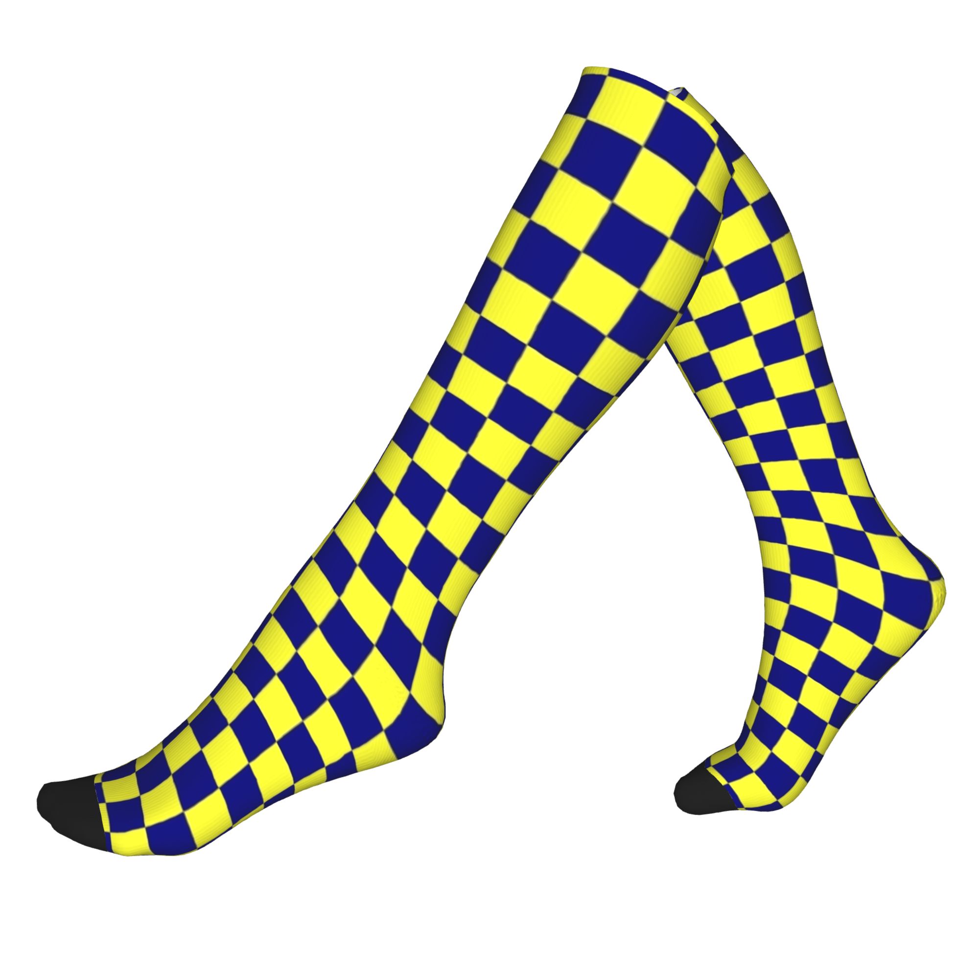Yellow Men'S Fashion - Electric Yellow and Navy Blue Checkerboard