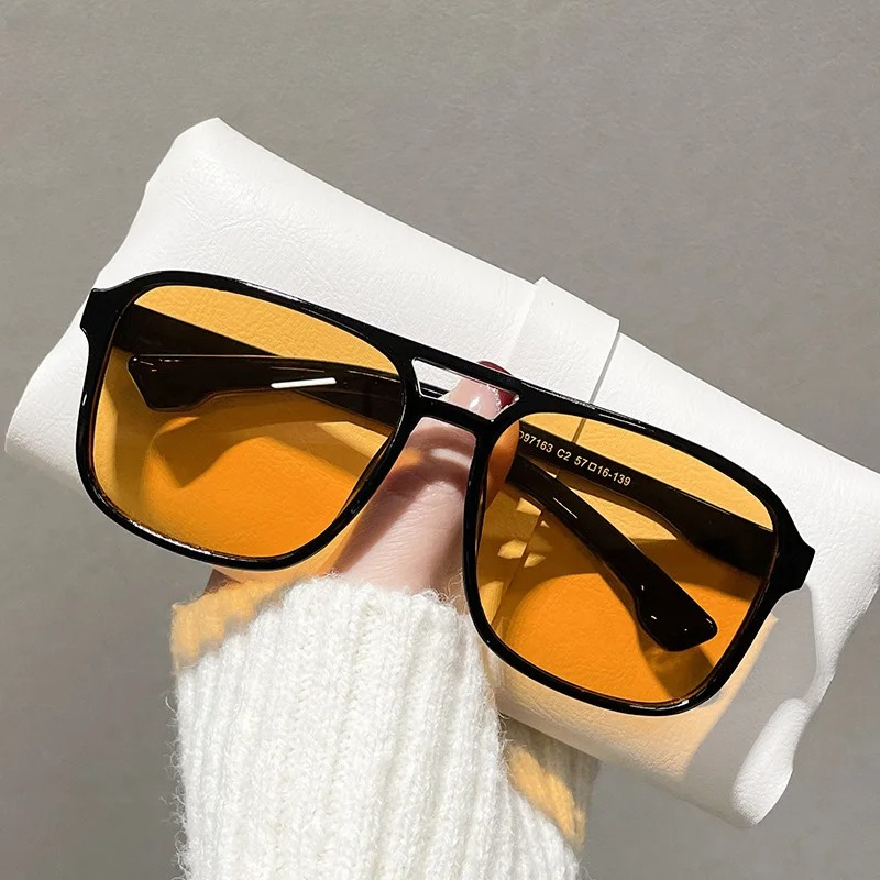 Square Double Bridges Sunglass – Yellow Men'S Fashion Bewertung und Preis