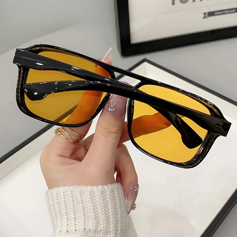 Square Double Bridges Sunglass – Yellow Men'S Fashion Bewertung und Preis