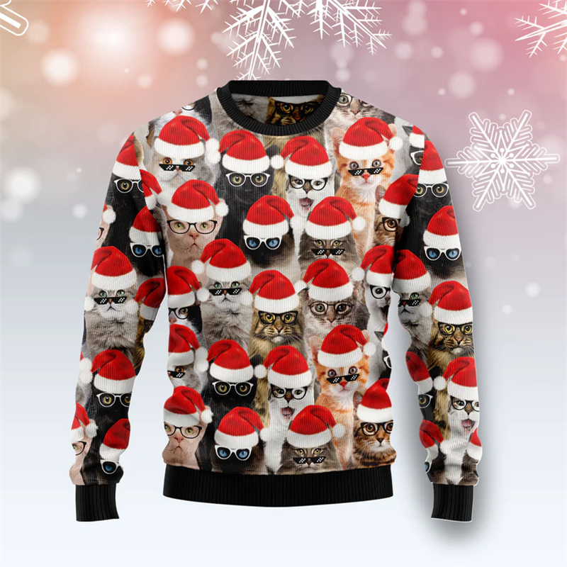 2026 New Funny Cat Pattern Ugl – Mens Xmas Fashion Bewertung und Preis